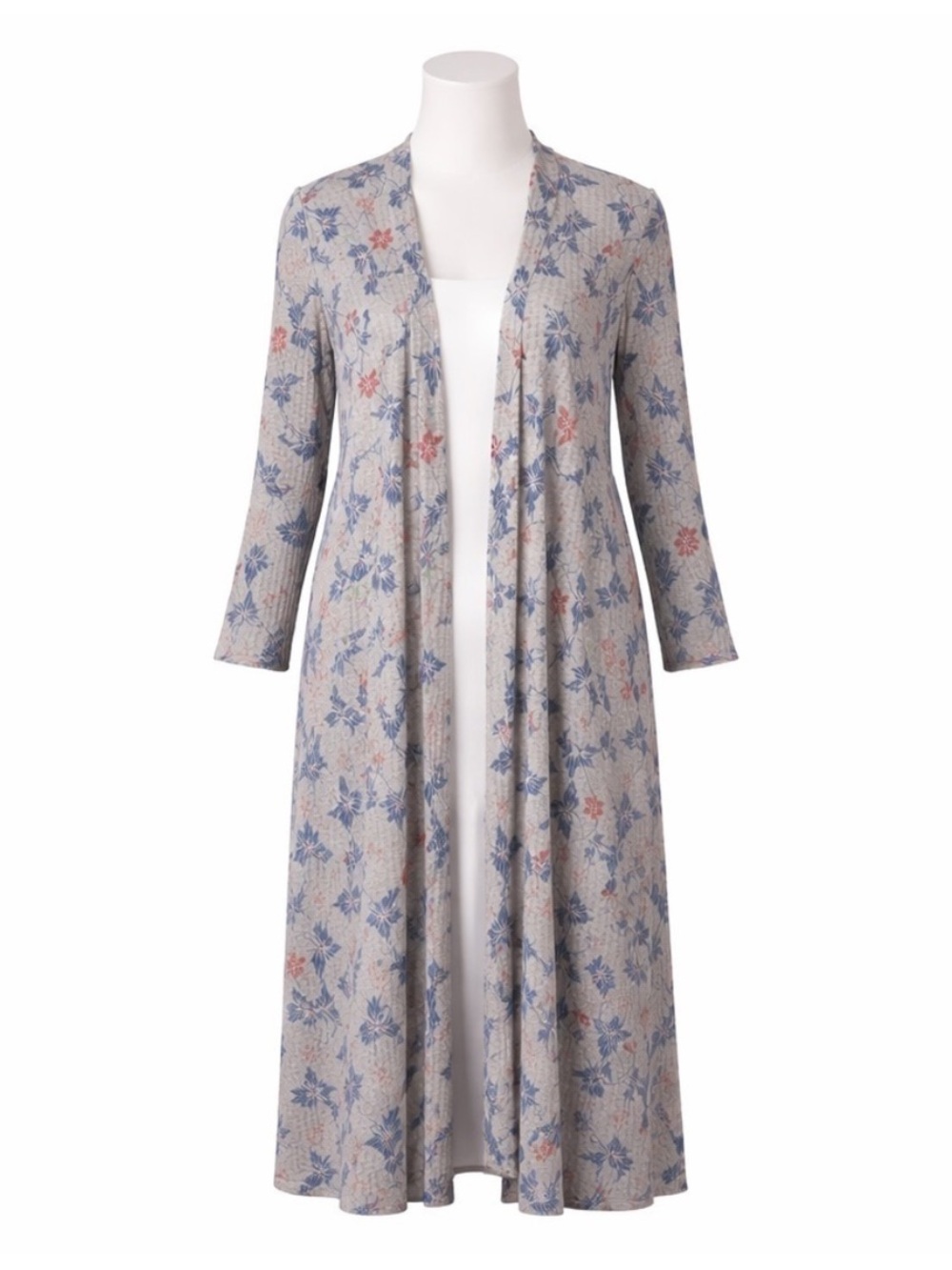 Size L LuLaRoe Sarah Cardigan Open Front Long Duster Gray‎ Blue Red